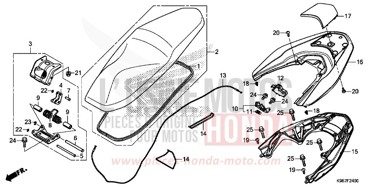 SEAT for PCX 125 PEARL SPLENDOR RED (R369) from 2019